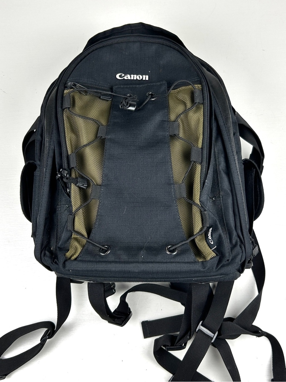 Canon 200EG Deluxe Camera Bag Backpack Black & Green Compartments